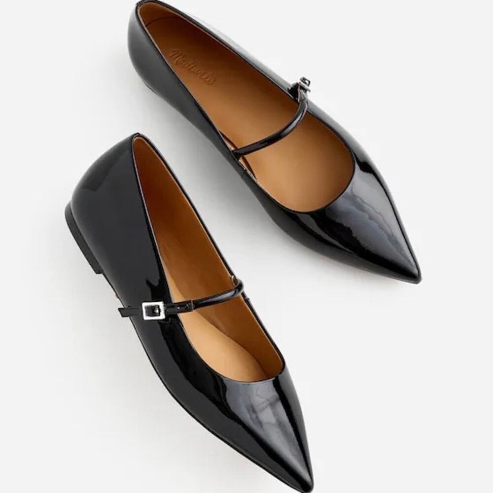 NWOB Madewell Womens The Elsie Mary Jane Flats True Black Patent Leather Shoes 7